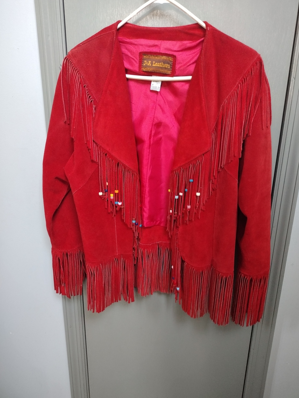 Vintage Red Suede Fringe Jacket
